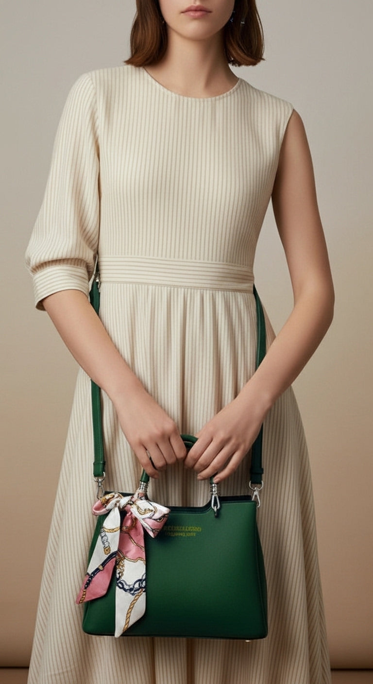 Women's Leather Shoulder Bag With Long Belt