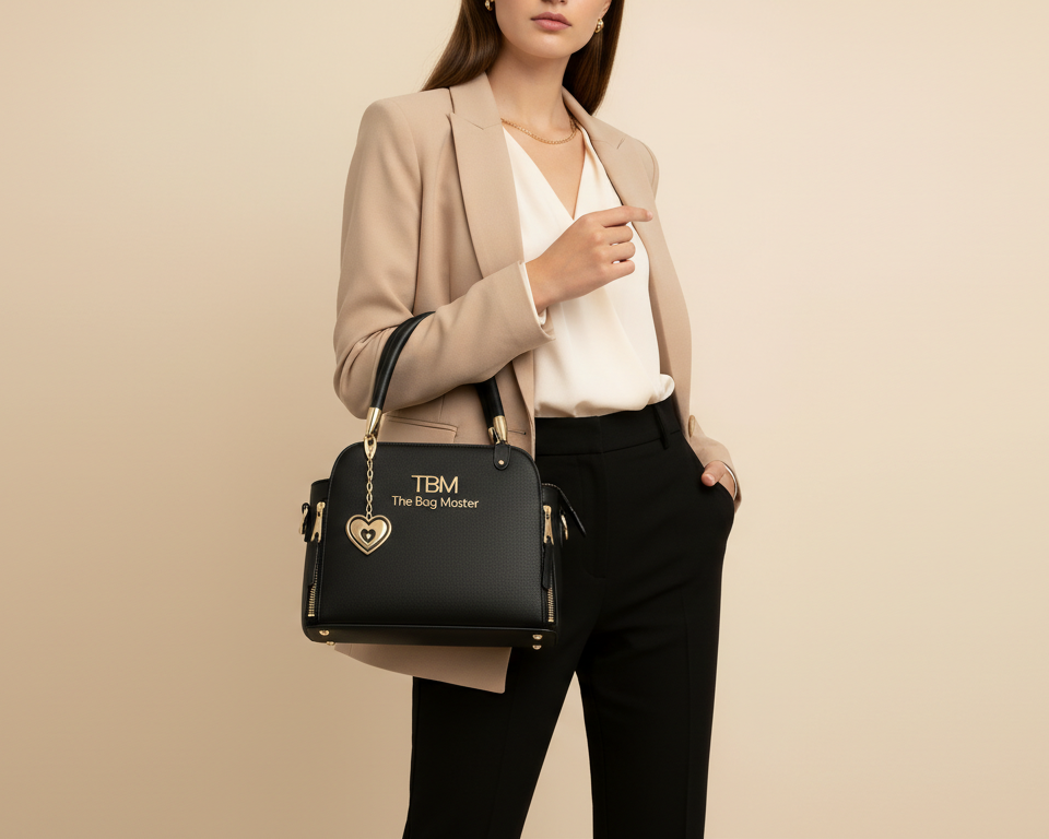 Women’s Elegant Textured Leather Hand Bag with Detachable Sling