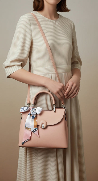 Women's Leather Shoulder Bag With Long Belt