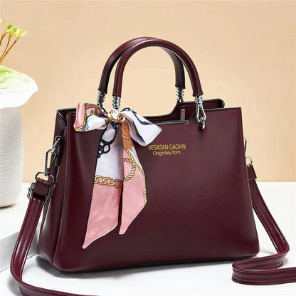 Women's Leather Shoulder Bag With Long Belt
