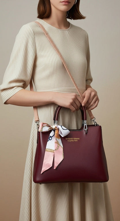 Women's Leather Shoulder Bag With Long Belt