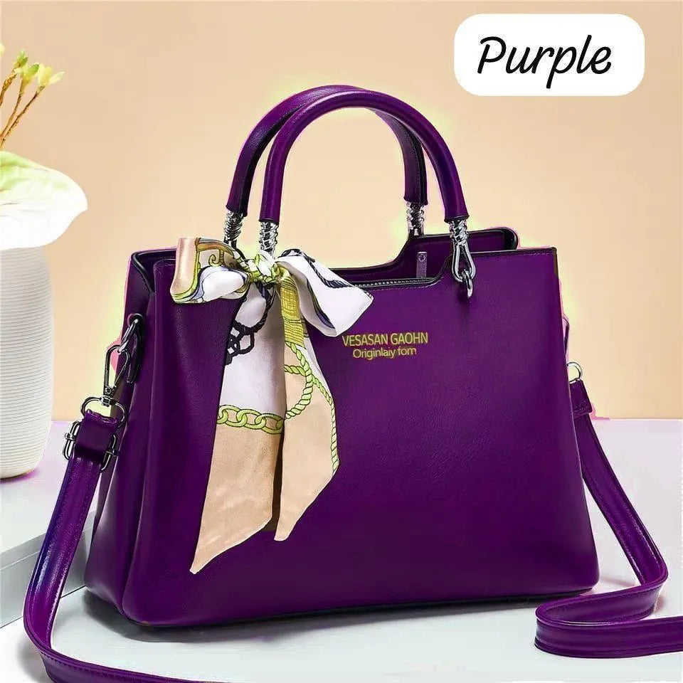 Women's Leather Shoulder Bag With Long Belt