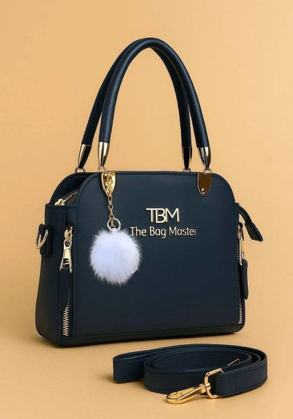 Women’s Elegant Textured Leather Hand Bag with Detachable Sling