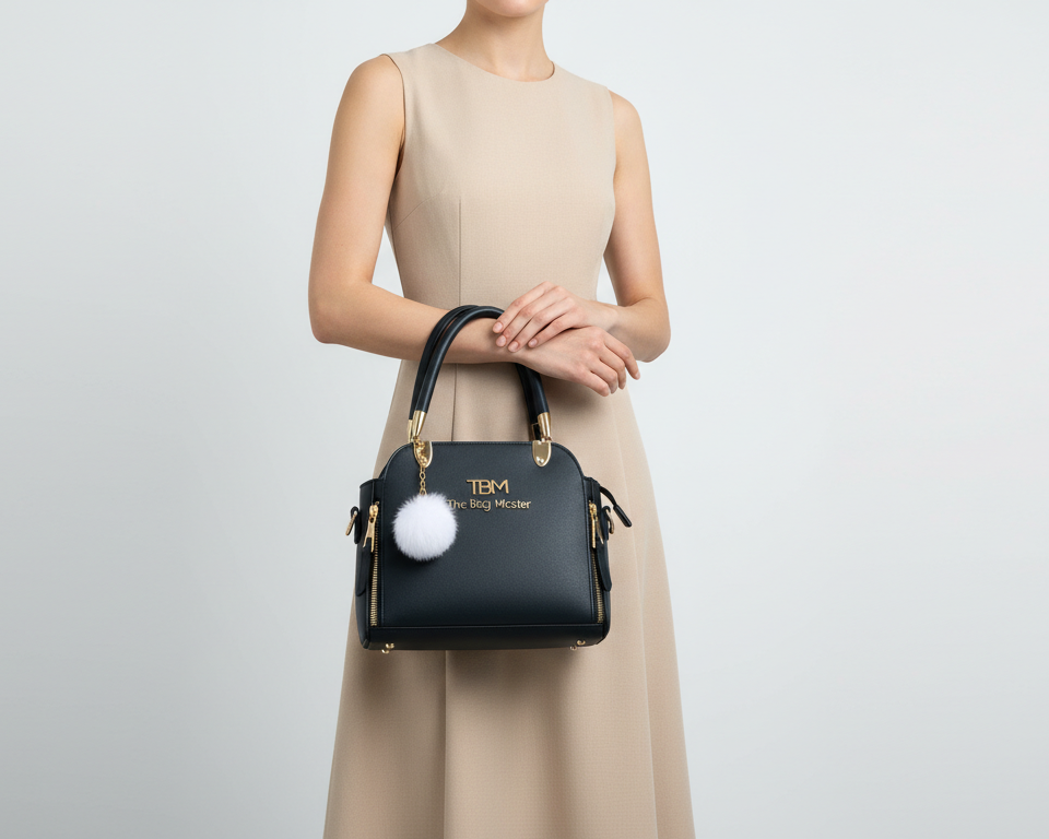 Women’s Elegant Textured Leather Hand Bag with Detachable Sling
