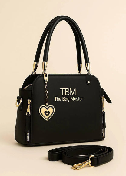 Women’s Elegant Textured Leather Hand Bag with Detachable Sling