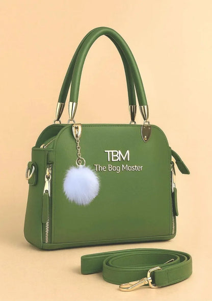 Women’s Elegant Textured Leather Hand Bag with Detachable Sling