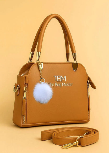 Women’s Elegant Textured Leather Hand Bag with Detachable Sling