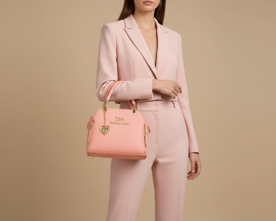 Women’s Elegant Textured Leather Hand Bag with Detachable Sling