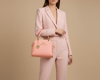 Women’s Elegant Textured Leather Hand Bag with Detachable Sling