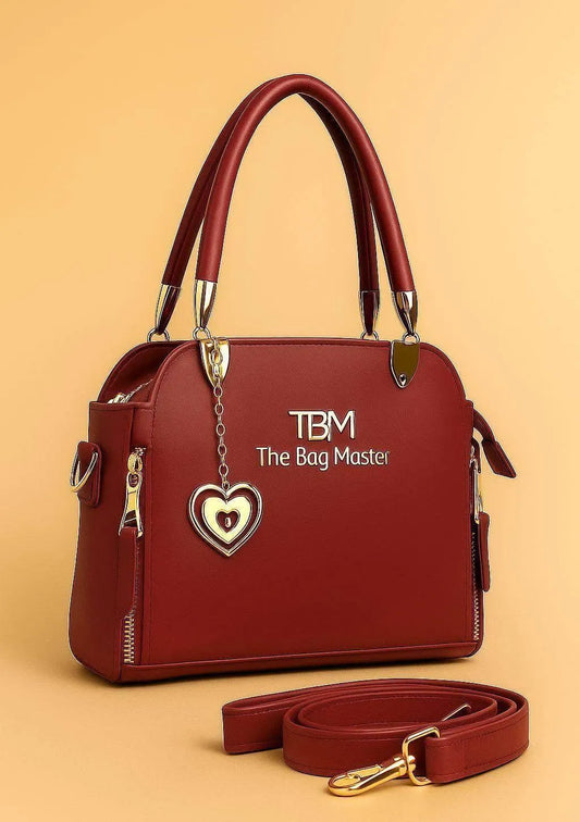 Women’s Elegant Textured Leather Hand Bag with Detachable Sling