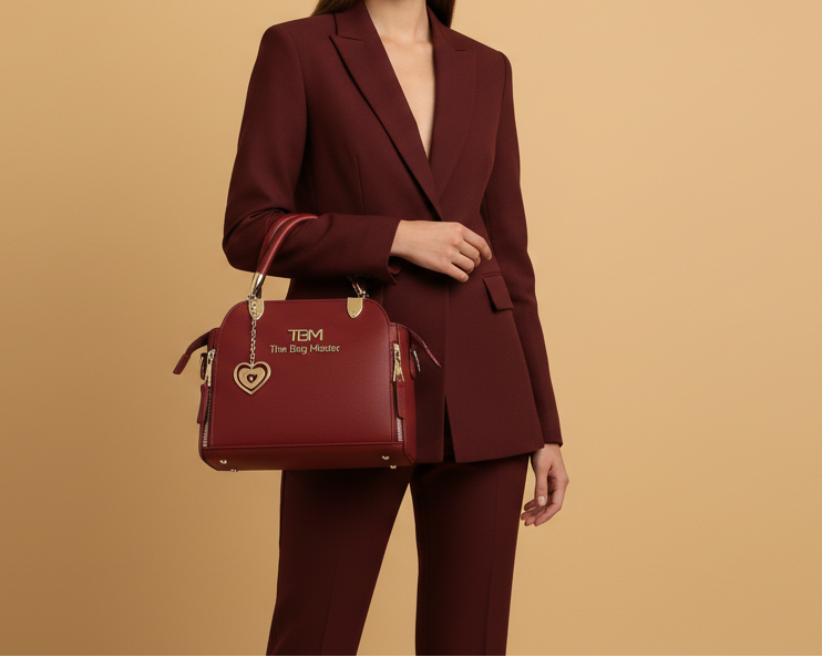 Women’s Elegant Textured Leather Hand Bag with Detachable Sling