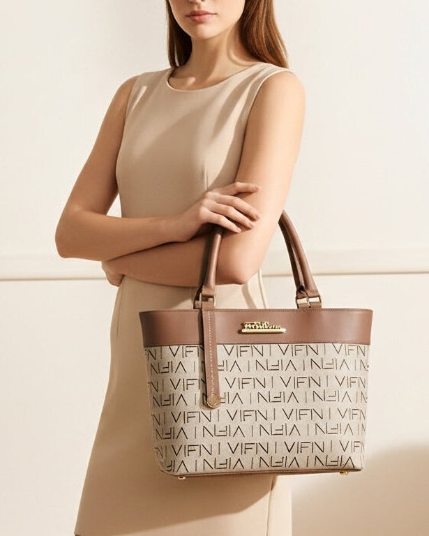 Classic Blush Plaid Shoulder Bag with Structured Finish