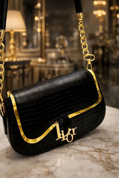 Midnight Croc Shoulder Bag