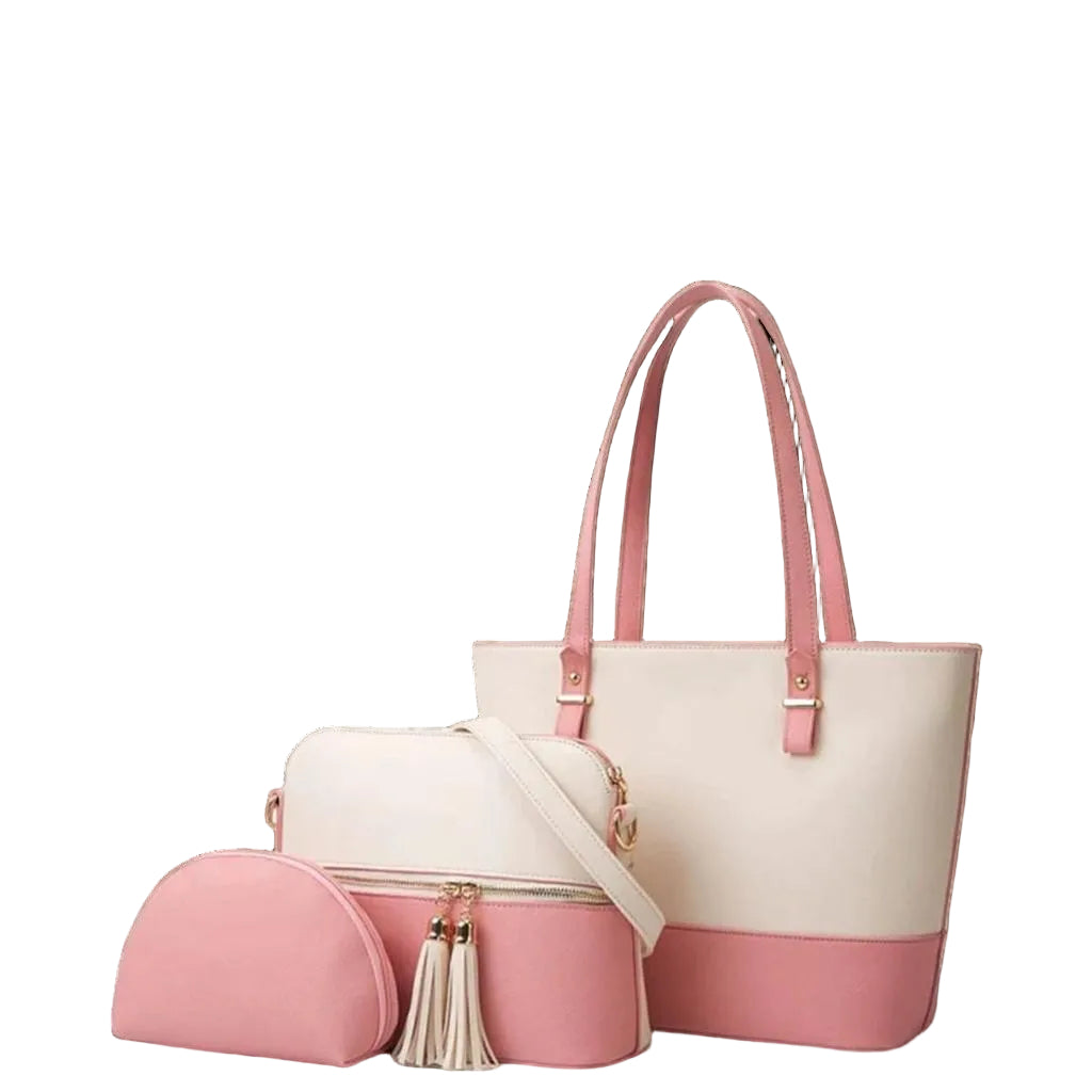 3-Piece Handbag Set with Tote, Crossbody & Pouch